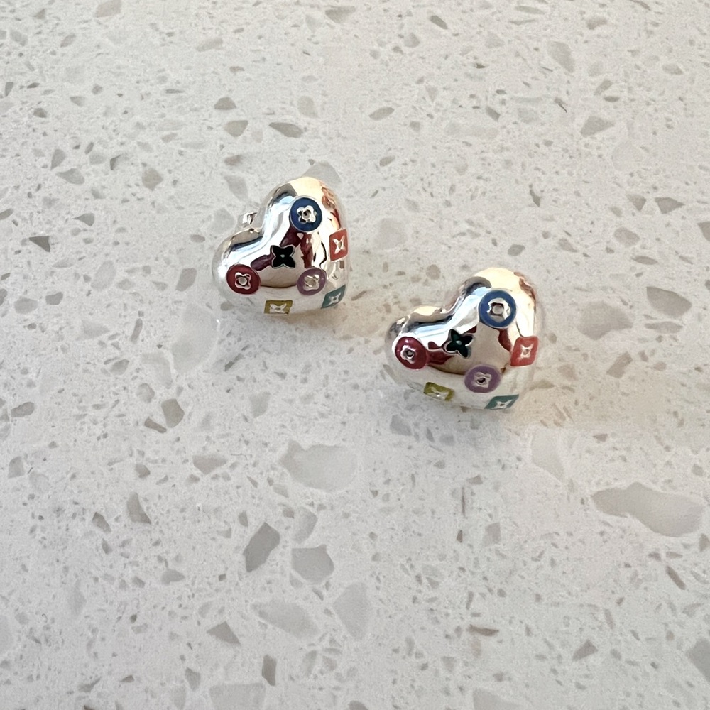 Sterling silver bubble heart earrings